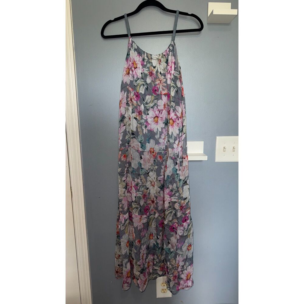 Elena Baldi Silk Blend Floral Made In Italy Maxi Dress | Size XL | Lagenlook